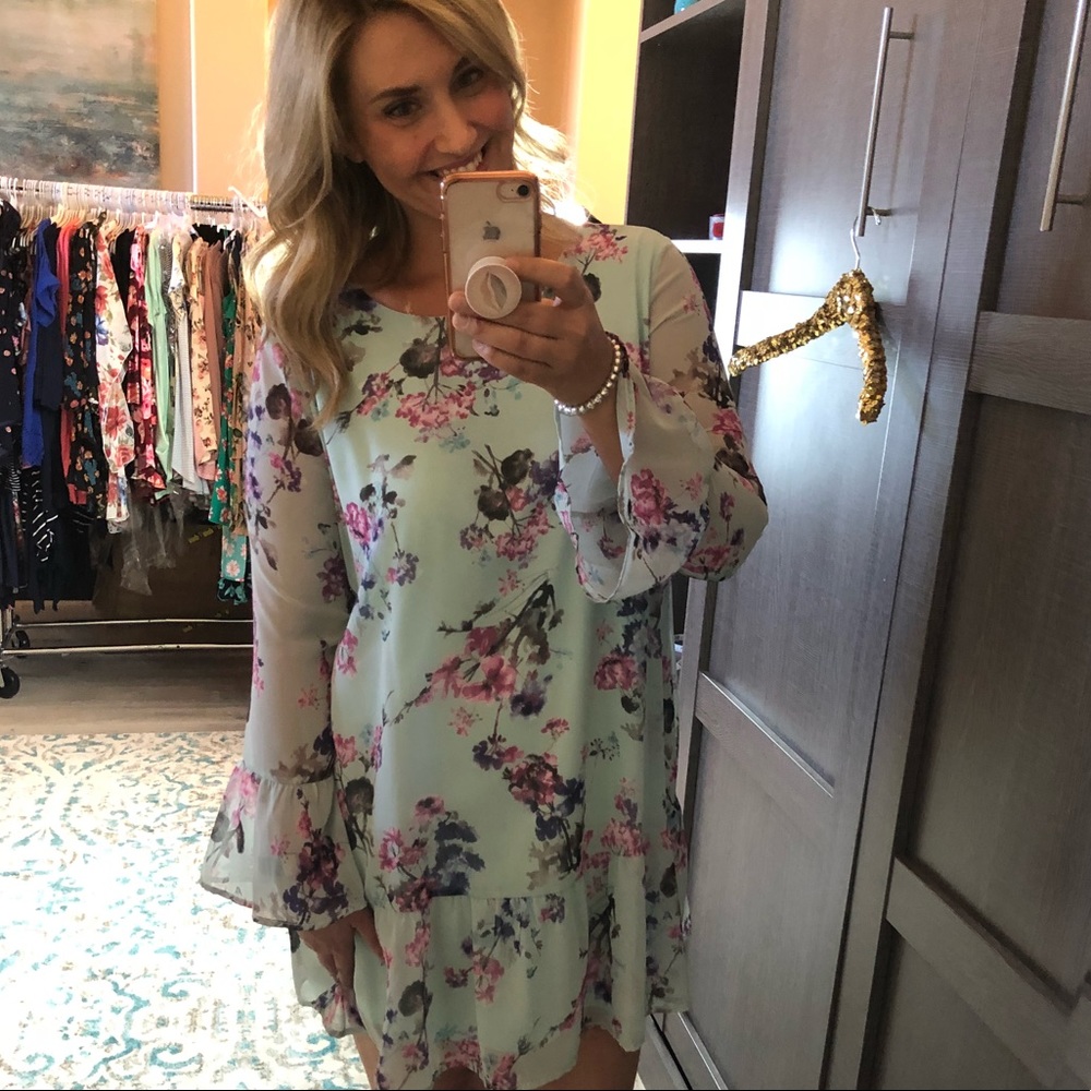 Mint Floral Dress - Picture 5 of 7